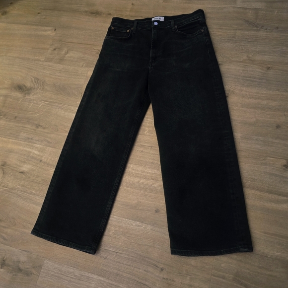 AGOLDE Ren Womens Wide Leg Hush Black High Rise Ankle Denim Jean Size 30 Organic - Picture 13 of 14